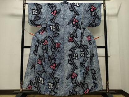 平和屋着物∴夏物 浴衣 有松鳴海絞り 草花文 綿 逸品 CAAW5072dy