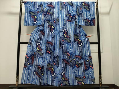 平和屋着物∴夏物 浴衣 有松鳴海絞り 舞蝶文 綿 逸品 CAAW5075dy