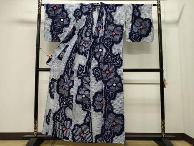 平和屋着物∴夏物 浴衣 有松鳴海絞り 草花文 綿 逸品 CAAW5077dy
