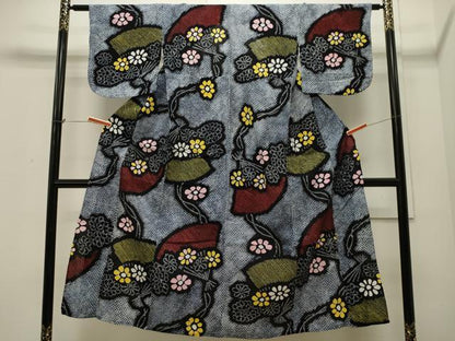 平和屋着物∴夏物 浴衣 有松鳴海絞り 扇面花文 綿 逸品 CAAW5078dy