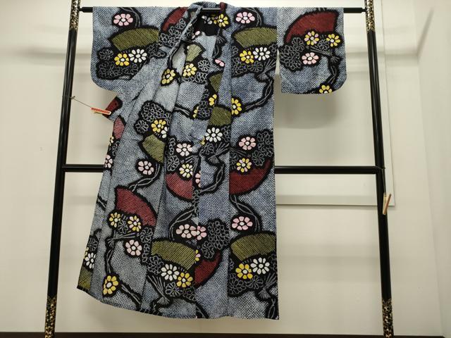 平和屋着物∴夏物 浴衣 有松鳴海絞り 扇面花文 綿 逸品 CAAW5078dy