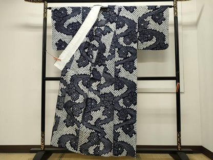 平和屋着物∴夏物 浴衣 有松鳴海絞り 流水花文 綿 逸品 CAAW5080dy