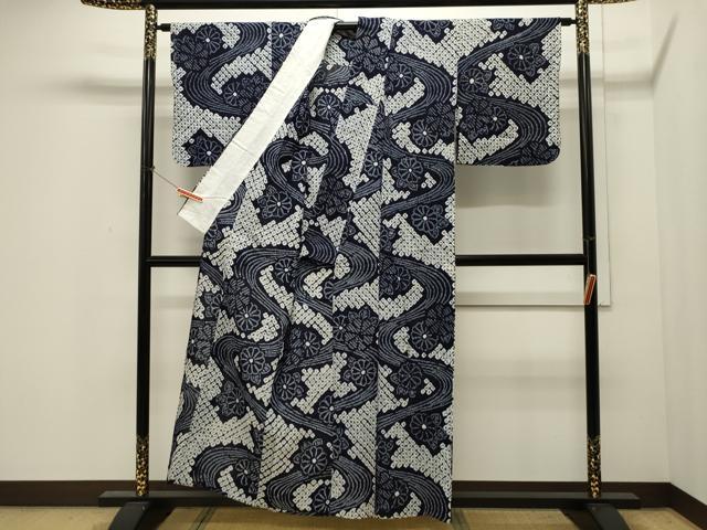 平和屋着物∴夏物 浴衣 有松鳴海絞り 流水花文 綿 逸品 CAAW5080dy