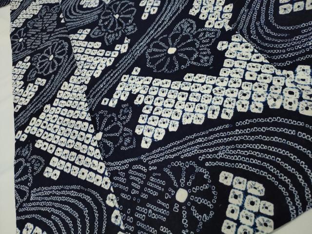 平和屋着物∴夏物 浴衣 有松鳴海絞り 流水花文 綿 逸品 CAAW5080dy