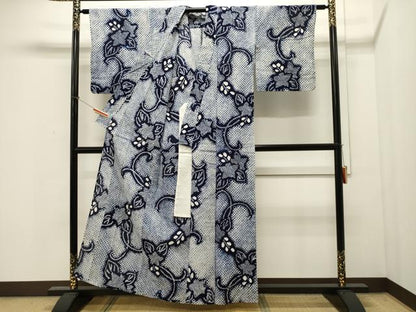 平和屋着物∴夏物 浴衣 有松鳴海絞り 草花文 綿 逸品 CAAW5081dy
