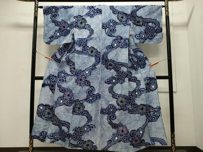 平和屋着物∴夏物 浴衣 有松鳴海絞り 流水草花文 綿 逸品 CAAW5082dy