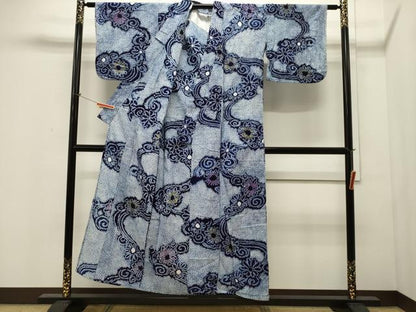 平和屋着物∴夏物 浴衣 有松鳴海絞り 流水草花文 綿 逸品 CAAW5082dy