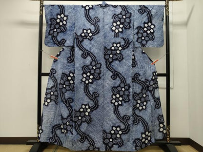 平和屋着物∴夏物 浴衣 有松鳴海絞り 草花文 綿 逸品 CAAW5083dy