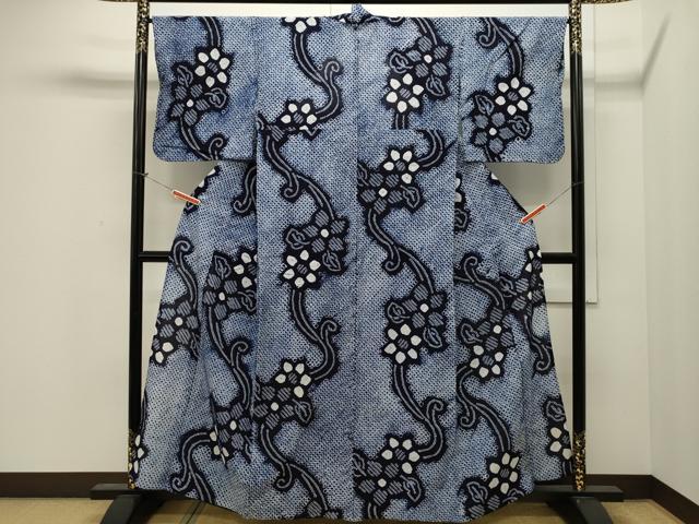平和屋着物∴夏物 浴衣 有松鳴海絞り 草花文 綿 逸品 CAAW5083dy