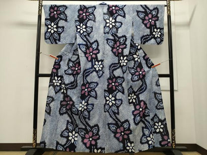 平和屋着物∴夏物 浴衣 有松鳴海絞り 草花文 綿 逸品 CAAW5084dy