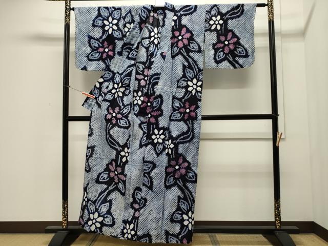 平和屋着物∴夏物 浴衣 有松鳴海絞り 草花文 綿 逸品 CAAW5084dy