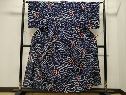 平和屋着物∴夏物 浴衣 有松鳴海絞り 草木文 綿 逸品 CAAW5087dy
