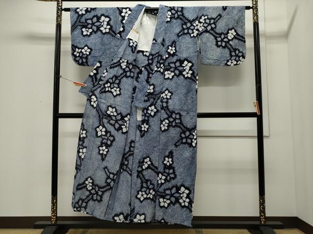 平和屋着物∴夏物　浴衣　有松鳴海絞り　枝花文　綿　逸品　CAAW5089dy