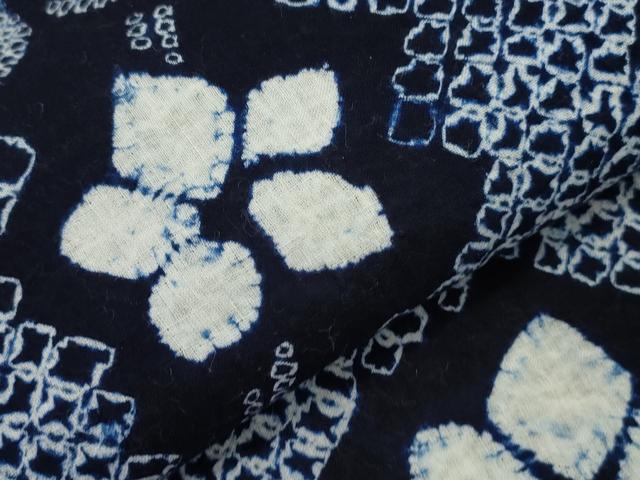 平和屋着物∴夏物　浴衣　有松鳴海絞り　枝花文　綿　逸品　CAAW5089dy