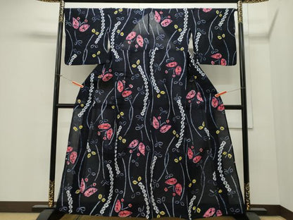 平和屋着物∴夏物 浴衣 有松鳴海絞り 舞蝶文 綿 逸品 CAAW5091dy