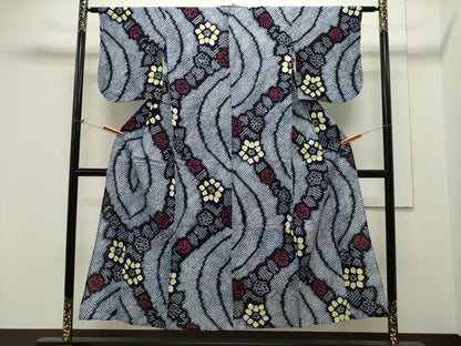 平和屋着物∴夏物 浴衣 有松鳴海絞り 花繋ぎ文 綿 逸品 CAAW5095dy