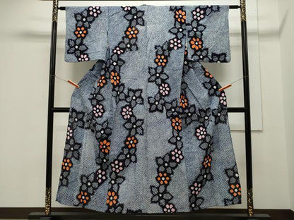 平和屋着物∴夏物 浴衣 有松鳴海絞り 花繋ぎ文 綿 逸品 CAAW5098dy