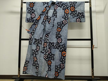 平和屋着物∴夏物 浴衣 有松鳴海絞り 花繋ぎ文 綿 逸品 CAAW5098dy