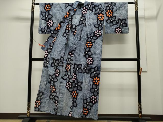 平和屋着物∴夏物 浴衣 有松鳴海絞り 花繋ぎ文 綿 逸品 CAAW5098dy