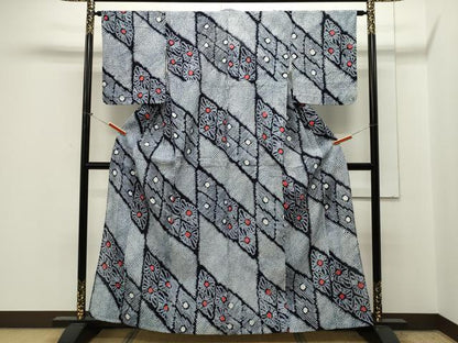 平和屋着物∴夏物 浴衣 有松鳴海絞り 菱花文 綿 逸品 CAAW5100dy