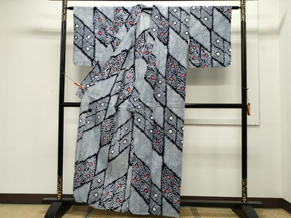 平和屋着物∴夏物 浴衣 有松鳴海絞り 菱花文 綿 逸品 CAAW5100dy