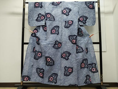 平和屋着物∴夏物 浴衣 有松鳴海絞り 扇面花文 綿 逸品 CAAW5102dy