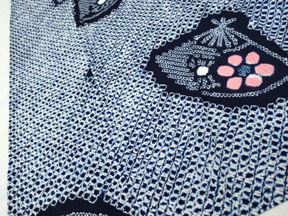 平和屋着物∴夏物 浴衣 有松鳴海絞り 扇面花文 綿 逸品 CAAW5102dy