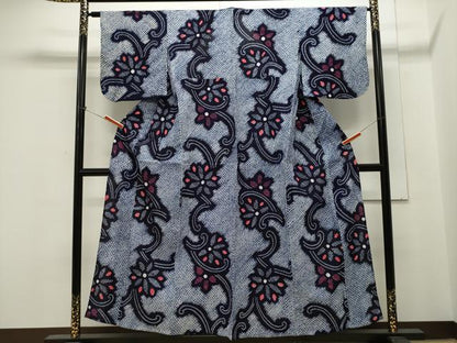 平和屋着物∴夏物 浴衣 有松鳴海絞り 花唐草文 綿 逸品 CAAW5103dy