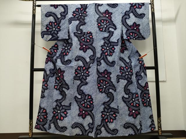 平和屋着物∴夏物 浴衣 有松鳴海絞り 花唐草文 綿 逸品 CAAW5103dy