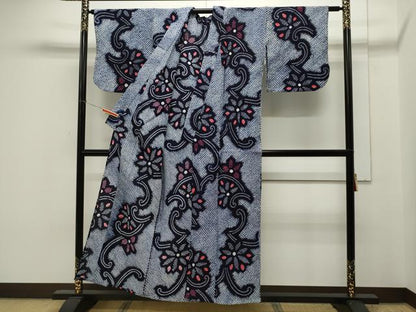 平和屋着物∴夏物 浴衣 有松鳴海絞り 花唐草文 綿 逸品 CAAW5103dy