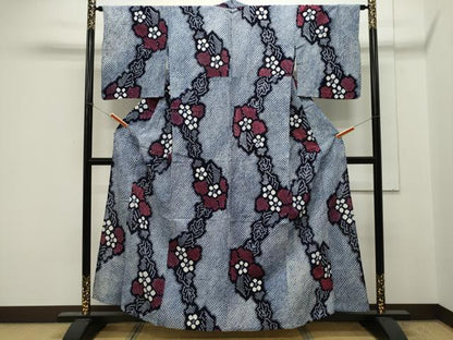 平和屋着物∴夏物 浴衣 有松鳴海絞り 草花文 綿 逸品 CAAW5105dy