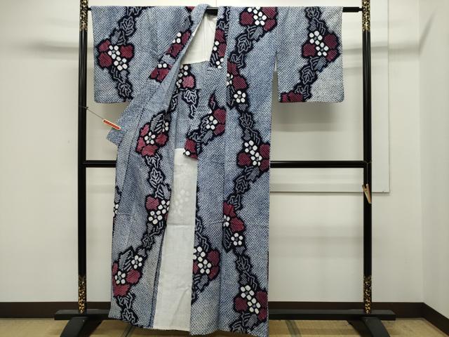 平和屋着物∴夏物 浴衣 有松鳴海絞り 草花文 綿 逸品 CAAW5105dy