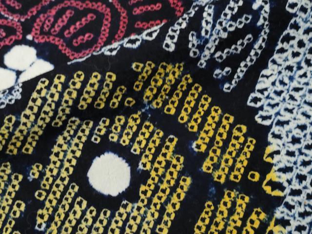 平和屋着物∴夏物 浴衣 有松鳴海絞り 雲取り草花文 綿 逸品 CAAW5106dy