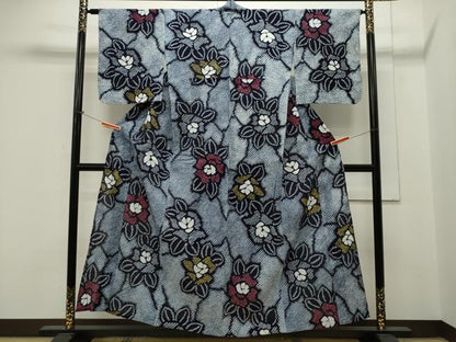 平和屋着物∴夏物 浴衣 有松鳴海絞り 草花文 綿 逸品 未使用 CAAW5107dy