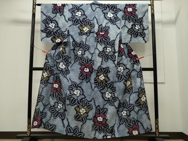 平和屋着物∴夏物 浴衣 有松鳴海絞り 草花文 綿 逸品 未使用 CAAW5107dy