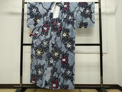平和屋着物∴夏物 浴衣 有松鳴海絞り 草花文 綿 逸品 未使用 CAAW5107dy