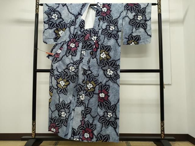 平和屋着物∴夏物 浴衣 有松鳴海絞り 草花文 綿 逸品 未使用 CAAW5107dy