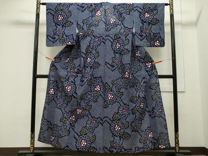 平和屋着物∴夏物 浴衣 有松鳴海絞り 草花文 綿 逸品 未使用 CAAW5109dy