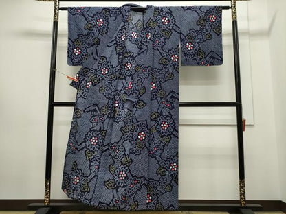 平和屋着物∴夏物 浴衣 有松鳴海絞り 草花文 綿 逸品 未使用 CAAW5109dy