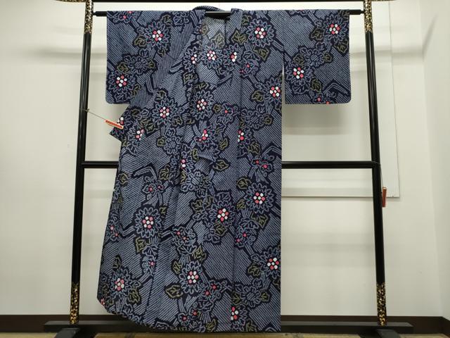 平和屋着物∴夏物 浴衣 有松鳴海絞り 草花文 綿 逸品 未使用 CAAW5109dy