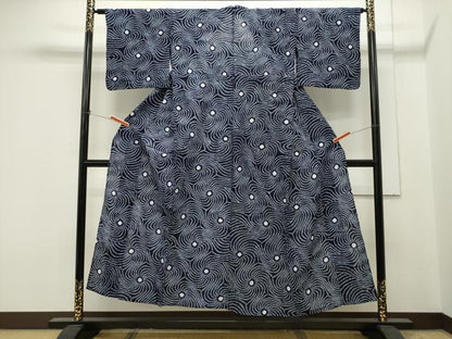 平和屋着物∴夏物 浴衣 有松鳴海絞り 渦巻き文 綿 逸品 CAAW5113dy