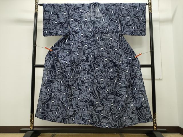平和屋着物∴夏物 浴衣 有松鳴海絞り 渦巻き文 綿 逸品 CAAW5113dy