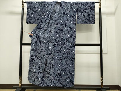 平和屋着物∴夏物 浴衣 有松鳴海絞り 渦巻き文 綿 逸品 CAAW5113dy