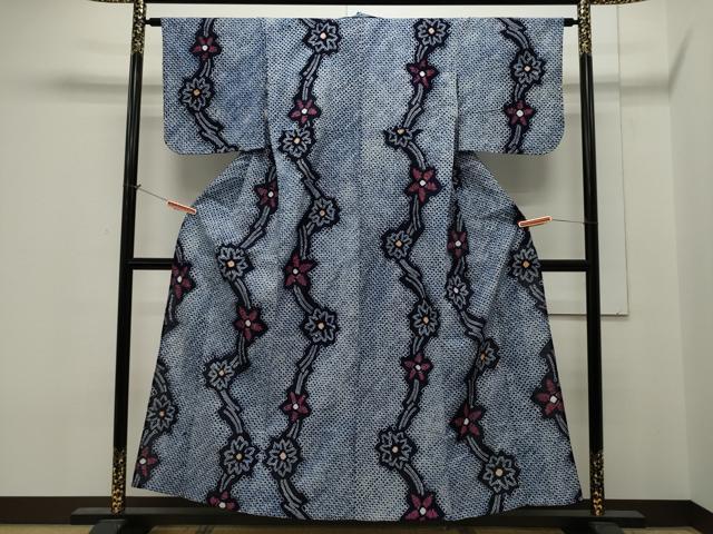 平和屋着物∴夏物 浴衣 有松鳴海絞り 花繋ぎ文 綿 逸品 未使用 CAAW5114dy