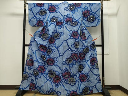 平和屋着物∴夏物 浴衣 有松鳴海絞り 草花文 綿 逸品 CAAW5115dy