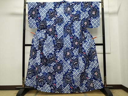 平和屋着物∴夏物 浴衣 有松鳴海絞り 菱花文 綿 逸品 未使用 CAAW5116dy