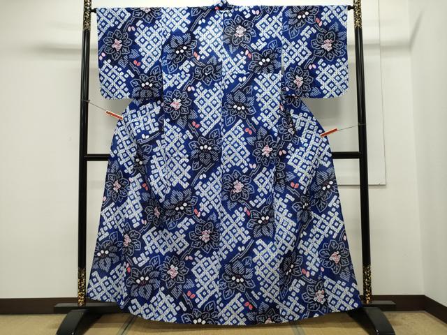 平和屋着物∴夏物 浴衣 有松鳴海絞り 菱花文 綿 逸品 未使用 CAAW5116dy