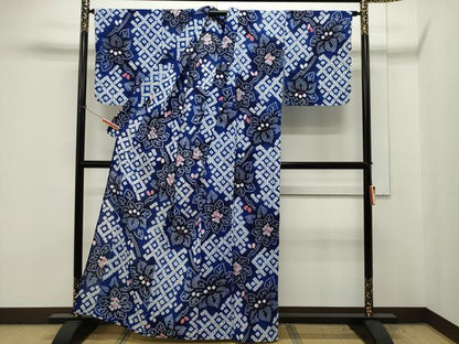 平和屋着物∴夏物 浴衣 有松鳴海絞り 菱花文 綿 逸品 未使用 CAAW5116dy