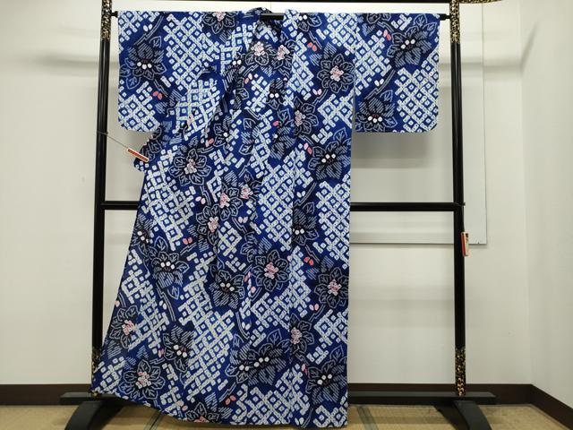 平和屋着物∴夏物 浴衣 有松鳴海絞り 菱花文 綿 逸品 未使用 CAAW5116dy