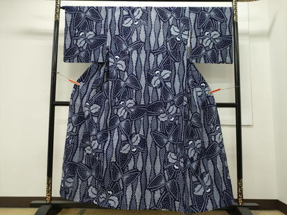 平和屋着物∴夏物 浴衣 有松鳴海絞り 花蝶文 綿 逸品 CAAW5118dy